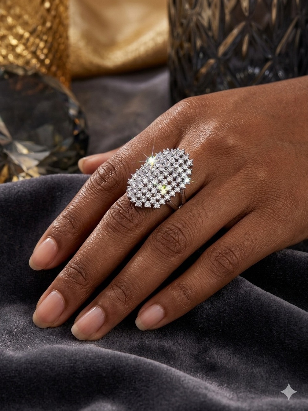 14k White Gold - Filled Diamond Cluster Ring